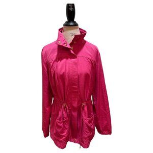 Island Republic Hot Pink Cinched Windbreaker Jacket w/Pockets Women's Size Large